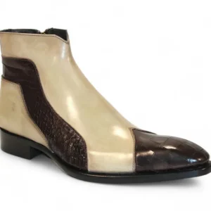 Cheap Duca by Matiste Aprilia Genuine Leather/ Embossed Croco Boots Chocolate/ Beige Chocolate/Beige