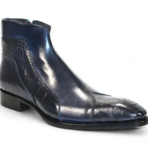 Cheap Duca by Matiste Aprilia Genuine Leather/ Embossed Croco Boots Navy
