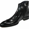 Sale Duca by Matiste Aprilia Genuine Leather/ Embossed Croco Boots Black