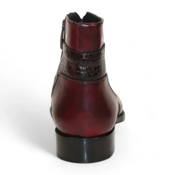 Cheap Duca by Matiste Aprilia Genuine Leather/ Embossed Croco Boots Burgundy / Antique Red