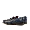 Clearance Emanuele Sempre Alligator Penny Loafers Navy