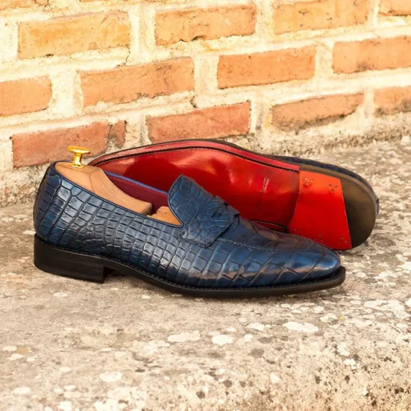 emanuele_sempre_alligator_3-1.webp Clearance Emanuele Sempre Alligator Penny Loafers Navy