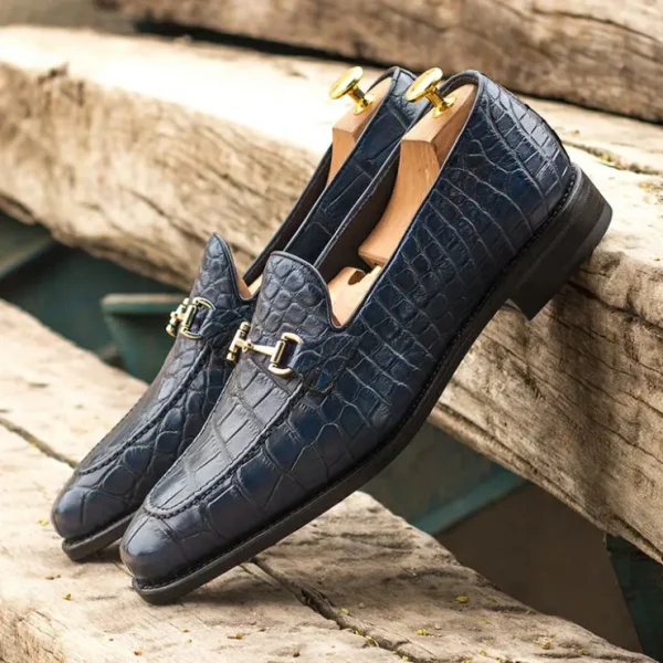 emanuele_sempre_alligator_3.webp Sale Emanuele Sempre Alligator Bit Loafers Navy