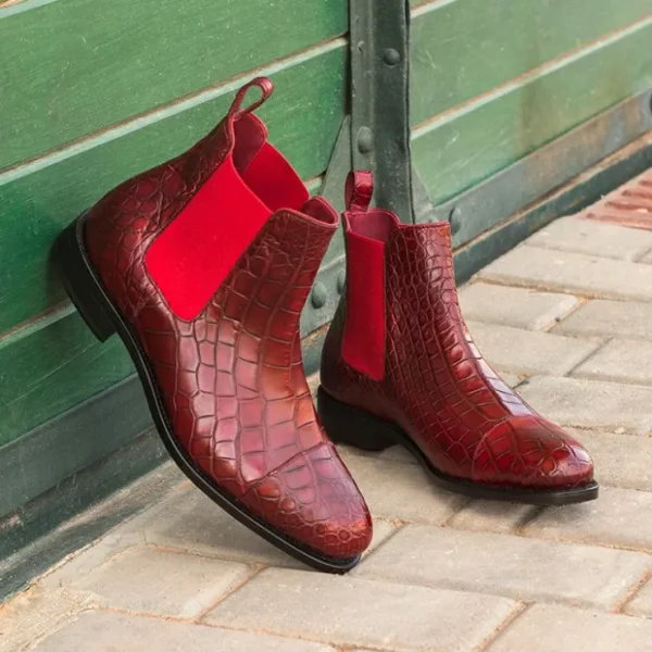 emanuele_sempre_chelsea_b_4.webp Cheap Emanuele Sempre Chelsea Boot Classic Alligator Shoes Red
