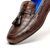 Shop Emanuele Sempre Crocco Tassel Loafers Dark Brown DarkBrown
