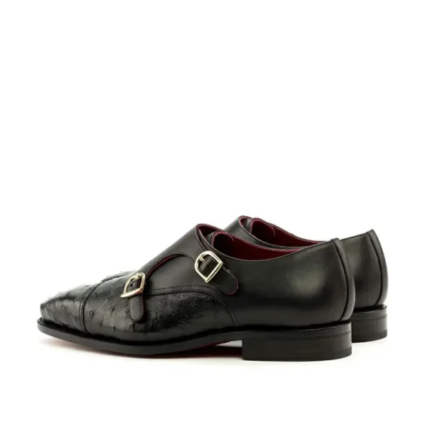 emanuele_sempre_double_mo_1.webp Shop Emanuele Sempre Double Monk Ostrich Shoes Black