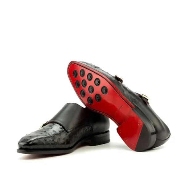 emanuele_sempre_double_mo_2.webp Shop Emanuele Sempre Double Monk Ostrich Shoes Black