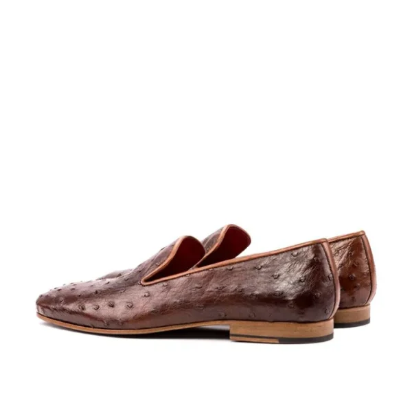 Fashion Emanuele Sempre Drake Ostrich Shoes Med Brown MedBrown