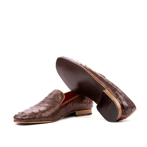 Fashion Emanuele Sempre Drake Ostrich Shoes Med Brown MedBrown