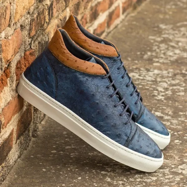 emanuele_sempre_high_top__3-1.webp Cheap Emanuele Sempre High Top Ostrich Sneakers Navy/Cognac
