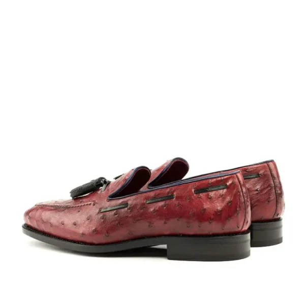 Sale Emanuele Sempre Ostrich Tassel Loafers Red/Black