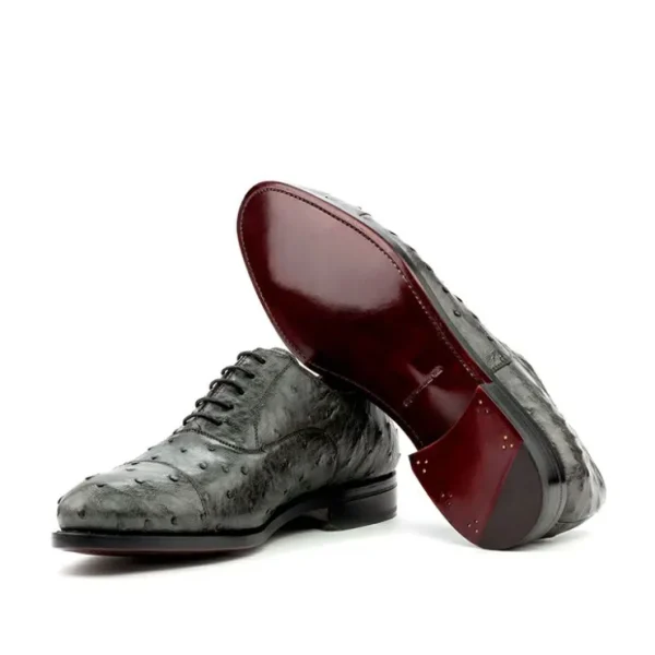 Sale Emanuele Sempre Oxford Ostrich Shoes Grey