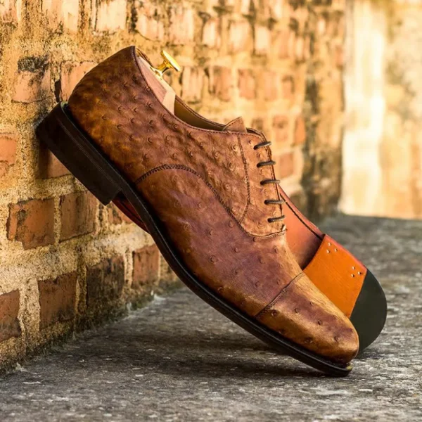 Cheap Emanuele Sempre Oxford Ostrich Shoes Med Brown MedBrown
