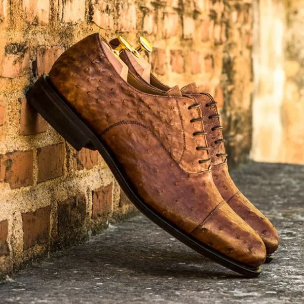 Cheap Emanuele Sempre Oxford Ostrich Shoes Med Brown MedBrown