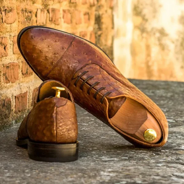 Cheap Emanuele Sempre Oxford Ostrich Shoes Med Brown MedBrown
