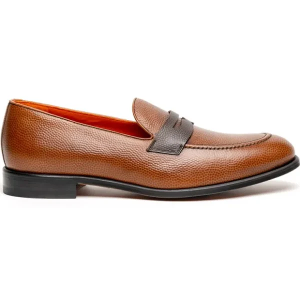 Store Emanuele Sempre Pebble Grain Penny Loafers Brown MediumBrown
