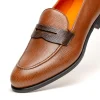 Store Emanuele Sempre Pebble Grain Penny Loafers Brown MediumBrown