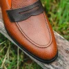 Store Emanuele Sempre Pebble Grain Penny Loafers Brown MediumBrown