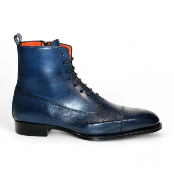emilio_franco_artigiana_f_1-2.webp Sale Emilio Franco Artigiana Fausto Leather/Pebble Grain Leather Shoes Navy