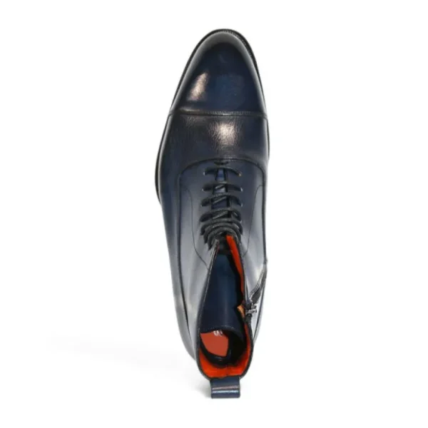 emilio_franco_artigiana_f_3.webp Sale Emilio Franco Artigiana Fausto Leather/Pebble Grain Leather Shoes Navy