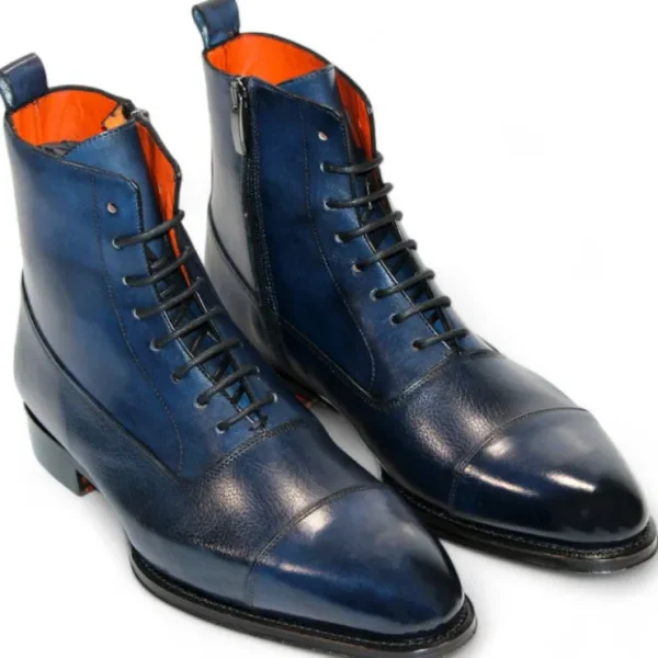emilio_franco_artigiana_f_4.webp Sale Emilio Franco Artigiana Fausto Leather/Pebble Grain Leather Shoes Navy