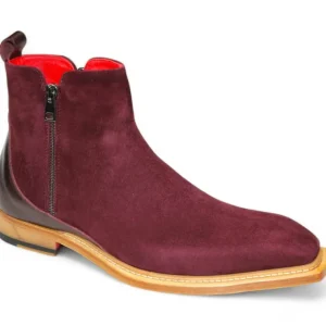 Sale Emilio Franco Cesare Genuine Leather/ Suede Boots Burgundy