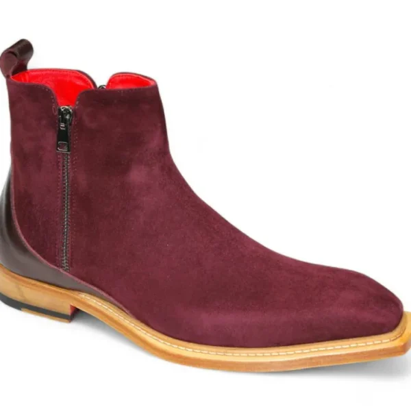 Sale Emilio Franco Cesare Genuine Leather/ Suede Boots Burgundy