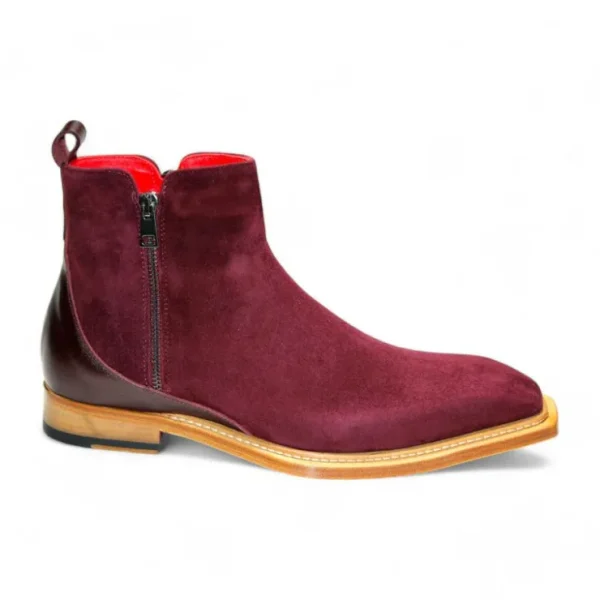 Sale Emilio Franco Cesare Genuine Leather/ Suede Boots Burgundy