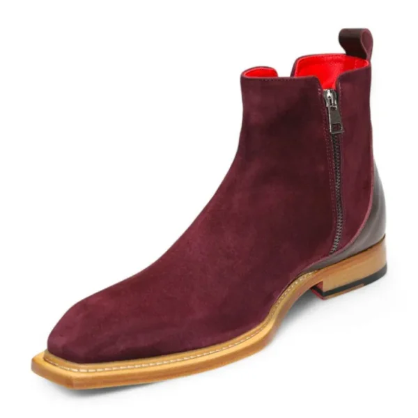 Sale Emilio Franco Cesare Genuine Leather/ Suede Boots Burgundy