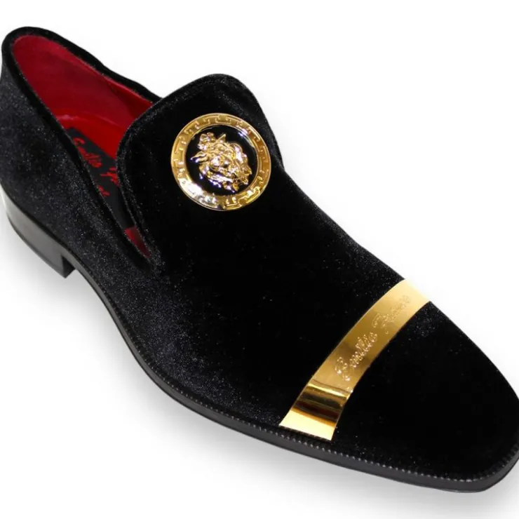 Shop Emilio Franco Couture EF13P Velvet Shoes Black