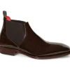 Outlet Emilio Franco Leonardo Genuine Patent Leather Boots Chocolate