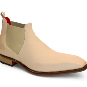 Shop Emilio Franco Leonardo Patent Leather Boots Beige