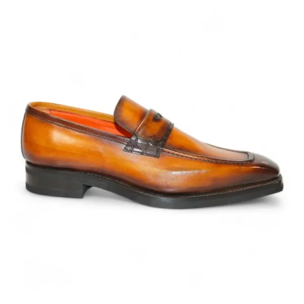 emilio_franco_mario_leath_1-2.webp Shop Emilio Franco Mario Leather/Embossed Croc Print Shoes Cognac/Brown