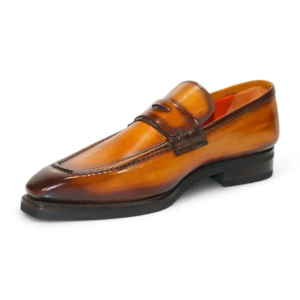 emilio_franco_mario_leath_2-2.webp Shop Emilio Franco Mario Leather/Embossed Croc Print Shoes Cognac/Brown