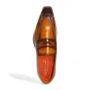 Shop Emilio Franco Mario Leather/Embossed Croc Print Shoes Cognac/Brown