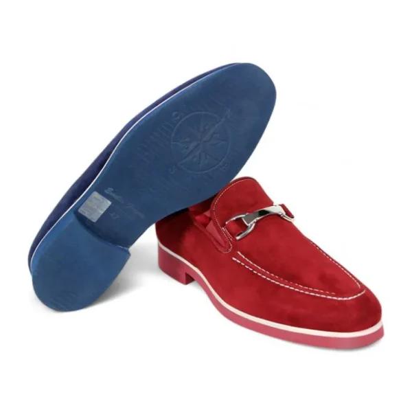 Shop Emilio Franco Nino II Suede Loafers Navy
