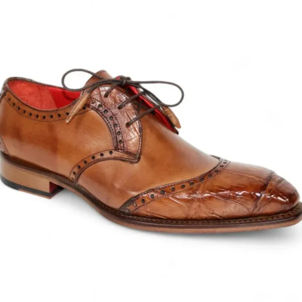 Hot Fennix Jax Genuine Alligator / Calfskin Shoes Brandy