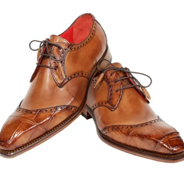 Hot Fennix Jax Genuine Alligator / Calfskin Shoes Brandy