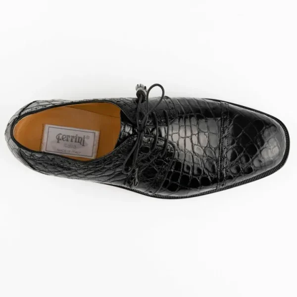 ferrini__alligator_cap_to_1.webp New Ferrini 3798 Alligator Cap Toe Shoes Black