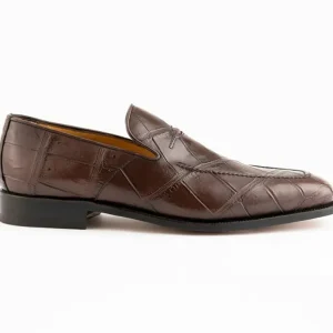 Discount Ferrini 3877 Alligator Slip-on Loafers Chocolate