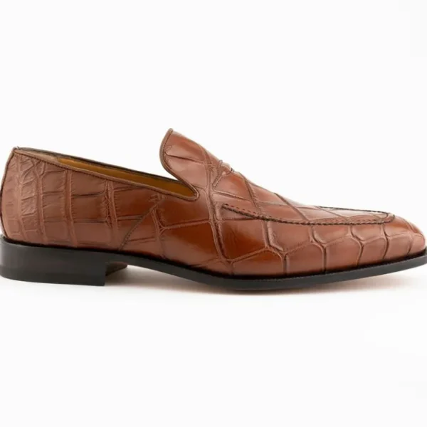 ferrini__alligator_slipon_0-2.webp Shop Ferrini 3877 Alligator Slip-on Loafers Cognac