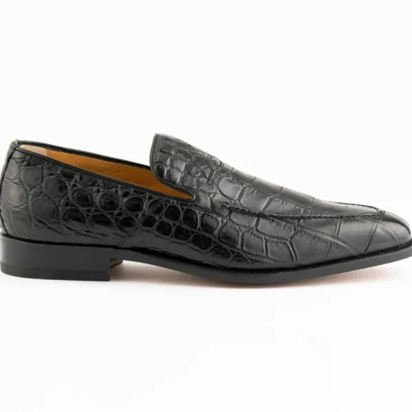 ferrini__alligator_slipon_0.webp Best Sale Ferrini 3877 Alligator Slip-on Loafers Black