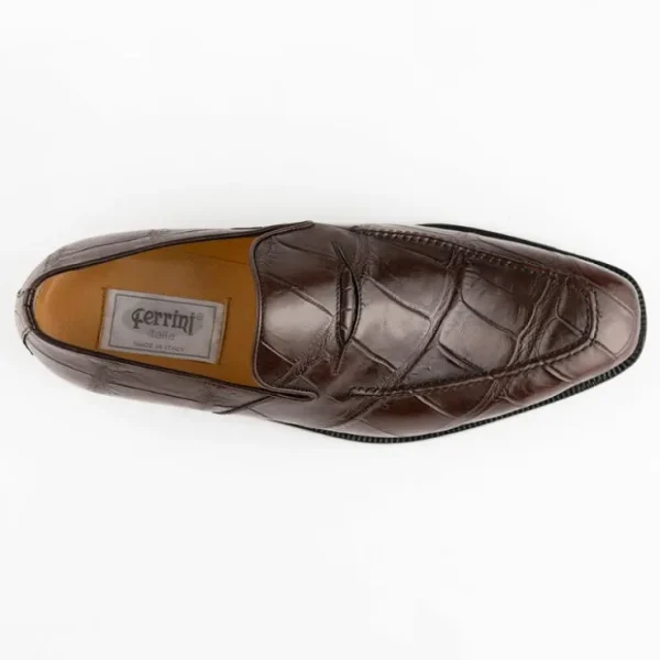 ferrini__alligator_slipon_1-1.webp Discount Ferrini 3877 Alligator Slip-on Loafers Chocolate