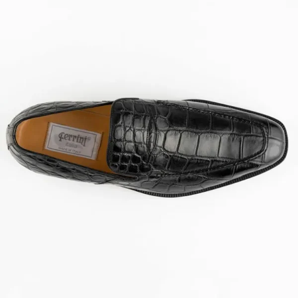 ferrini__alligator_slipon_1.webp Best Sale Ferrini 3877 Alligator Slip-on Loafers Black
