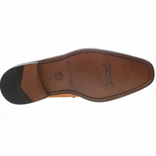 ferrini__belly_alligator__2-3.webp Fashion Ferrini 216 Belly Alligator Cap Toe Shoes Cognac