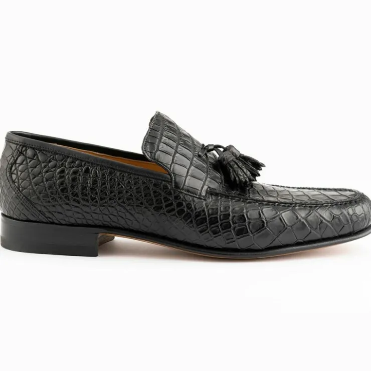 Hot Ferrini 3918 Crocodile Tassel Loafers Black