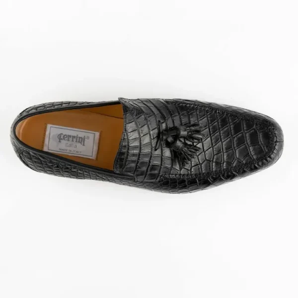 ferrini__crocodile_tassel_1.webp Hot Ferrini 3918 Crocodile Tassel Loafers Black
