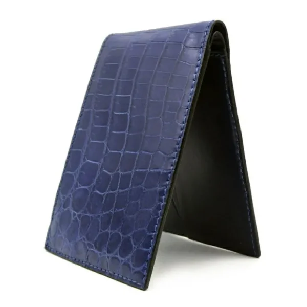 Cheap Zelli Gracen Nile Crocodile Bi-Fold Wallet Blue