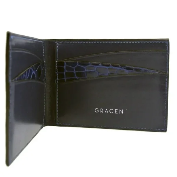 Cheap Zelli Gracen Nile Crocodile Bi-Fold Wallet Blue