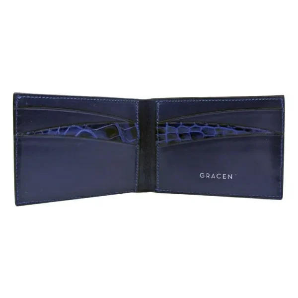 Cheap Zelli Gracen Nile Crocodile Bi-Fold Wallet Blue